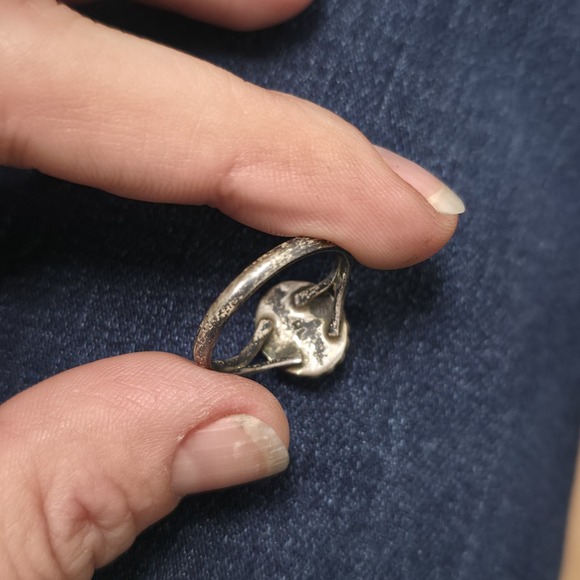 OLD NATIVE NAVAJO STERLING SILVER GREEN~TURQUOISE~Size 6.5 166 - Picture 5 of 8